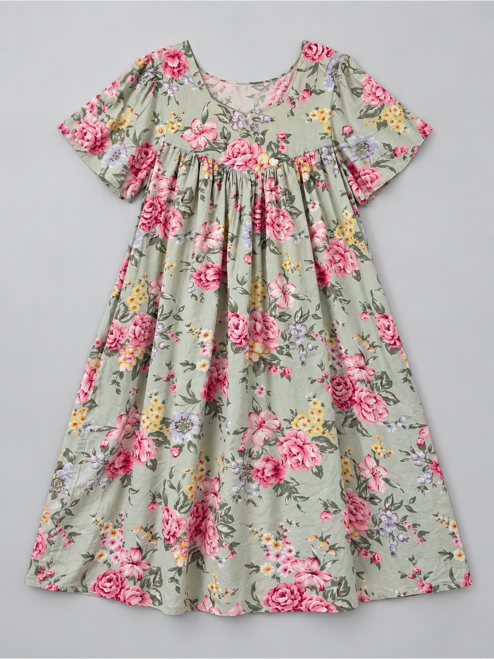 Vintage Tiered Peasant Dress Medium Bohemian Cottage Garden Party Floral Prairie